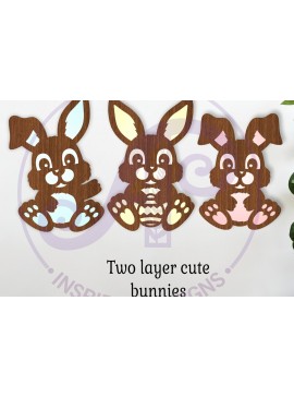 Σετ των 3 Intra απο ξύλο plywood 3mm-4mm πάχος - Cute Bunnies,  Laser Cut File Δίασταση 15x15 cm INTRAFABR-119447732