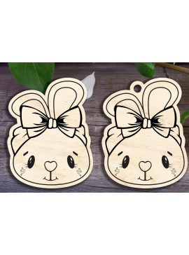 Σετ των 3 Intra απο ξύλο plywood 3mm-4mm πάχος - Χαριτωμένο λαγουδάκι Δίασταση 6x6 cm INTRAFABR-29873265