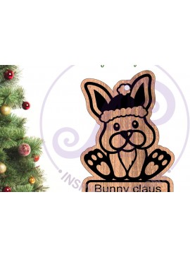 Σετ των 3 Intra απο ξύλο plywood 3mm-4mm πάχος - Χαριτωμένο λαγουδάκι Χριστουγεννιάτικο στολίδι  Laser Δίασταση 6x6 cm INTRAFABR-104334463