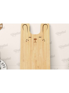 Σετ των 2 Intra απο ξύλο plywood 3mm-4mm πάχος - Cute Bunny Cutting Board Laser Cut Δίασταση 15x15 cm INTRAFABR-108577982