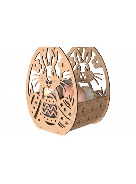 Σετ των 3 Intra απο ξύλο plywood 3mm-4mm πάχος - Cute Bunny Πασχαλινό Καλάθι  Laser Cut Δίασταση 15x15 cm INTRAFABR-116206841