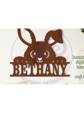 Σετ των 2 Intra απο ξύλο plywood 3mm-4mm πάχος - Cute Bunny Name   κοπής με λέιζερ Δίασταση 15x15 cm INTRAFABR-111829326