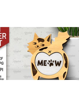 Σετ των 2 Intra απο ξύλο plywood 3mm-4mm πάχος - Χαριτωμένο σχέδιο κοπής λέιζερ κάρτας γάτας Δίασταση 30x20 cm INTRAFABR-105054960