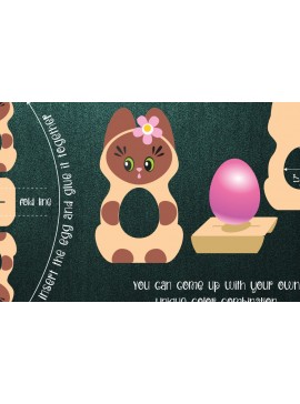 Σετ των 2 Intra απο ξύλο plywood 3mm-4mm πάχος - Χαριτωμένη Γάτα - Σοκολατένια Αυγοθήκη Δίασταση 30x20 cm INTRAFABR-8298163