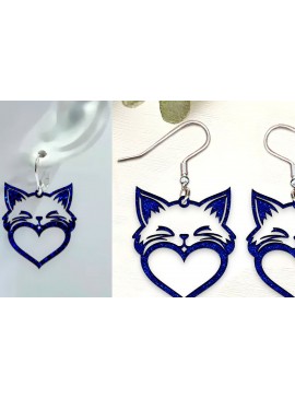 Σετ των 3 Intra απο ξύλο plywood 3mm-4mm πάχος - Cute Cat Earrings Cut με λέιζερ. Δίασταση 3x3 cm INTRAFABR-125441967