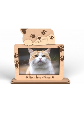 Σετ των 2 Intra απο ξύλο plywood 3mm-4mm πάχος - Κορνίζα φωτογραφιών Cute Cat Head -  Δίασταση 20x25 cm INTRAFABR-117292937