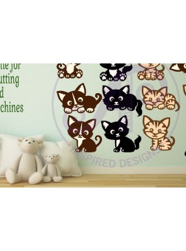 Σετ των 2 Intra απο ξύλο plywood 3mm-4mm πάχος - Cute Cat Laser Cut σχήματα αρχείων. 3 Γάτες Ι Δίασταση 30x20 cm INTRAFABR-74996207