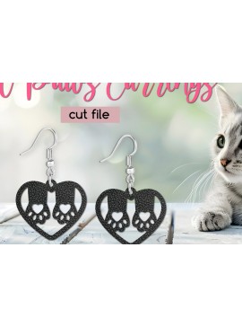 Σετ των 3 Intra απο ξύλο plywood 3mm-4mm πάχος - Cute Cat Paws Earrings , Paw Jewelry Δίασταση 3x3 cm INTRAFABR-121312723