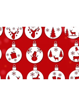 Σετ των 2 Intra απο ξύλο plywood 3mm-4mm πάχος - Χαριτωμένη δέσμη σετ χριστουγεννιάτικων μπάλων Δίασταση 30x20 cm INTRAFABR-35981800