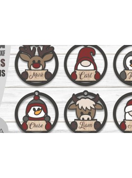 Σετ των 3 Intra απο ξύλο plywood 3mm-4mm πάχος - Χαριτωμένα χριστουγεννιάτικα στολίδια Πακέτο  Δίασταση 6x6 cm INTRAFABR-82029192