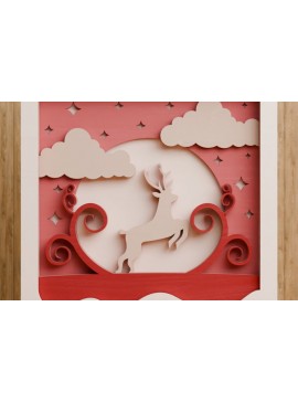 Σετ των 2 Intra απο ξύλο plywood 3mm-4mm πάχος - Χαριτωμένη χριστουγεννιάτικη σκηνή 3D πολλαπλών επιπέδων  Δίασταση 20x25 cm INTRAFABR-106880458