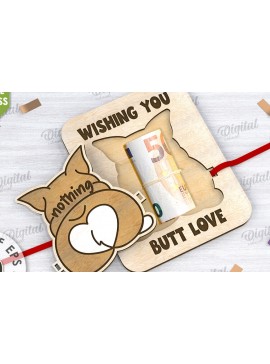 Σετ των 2 Intra απο ξύλο plywood 3mm-4mm πάχος - Cute Corgi Money Holder Cut Laser Δίασταση 30x20 cm INTRAFABR-108959407