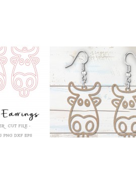 Intra απο ξύλο plywood 3mm-4mm πάχος - Χαριτωμένα σκουλαρίκια με λέιζερ αγελάδας | Αγελάδα  Δίασταση 900x900 cm INTRAFABR-118212636