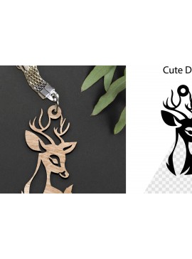 Σετ των 3 Intra απο ξύλο plywood 3mm-4mm πάχος - Cute Deer Keychain Laser Cut. Ελάφια . Δίασταση 6x3 cm INTRAFABR-97997761