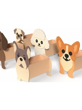 Σετ των 2 Intra απο ξύλο plywood 3mm-4mm πάχος - Cute Dog Box Set – 5 Breeds  Δίασταση 30x20 cm INTRAFABR-120635219
