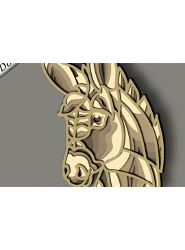 Σετ των 2 Intra απο ξύλο plywood 3mm-4mm πάχος - Cute Donkey Multilayer /3D Layered Δίασταση 30x20 cm INTRAFABR-64564540