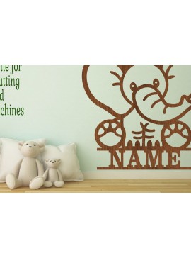 Intra απο ξύλο plywood 3mm-4mm πάχος - Χαριτωμένο σημάδι ονόματος ελέφαντα  Laser Cut Δίασταση 30x20 cm INTRAFABR-71970939