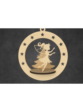 Σετ των 3 Intra απο ξύλο plywood 3mm-4mm πάχος - Χαριτωμένο χριστουγεννιάτικο στολίδι κοριτσιών νεράιδων Δίασταση 6x6 cm INTRAFABR-109143710