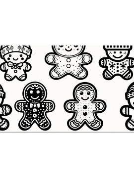 Σετ των 3 Intra απο ξύλο plywood 3mm-4mm πάχος - Χαριτωμένο Gingerbread  Bundle DXF, PNG Δίασταση 4x4 cm INTRAFABR-86058452