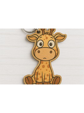 Σετ των 3 Intra απο ξύλο plywood 3mm-4mm πάχος - Χαριτωμένο μπρελόκ καμηλοπάρδαλης  Δίασταση 4x4 cm INTRAFABR-122093156