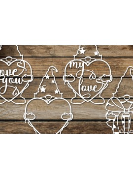 Σετ των 2 Intra απο ξύλο plywood 3mm-4mm πάχος - Cute Gnome , Valentine Gnome  Δίασταση 20x20 cm INTRAFABR-120041036