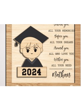 Σετ των 2 Intra απο ξύλο plywood 3mm-4mm πάχος - Χαριτωμένο  λέιζερ αποφοίτησης  Δίασταση 20x20 cm INTRAFABR-99080907