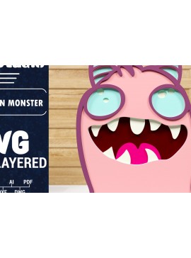 Σετ των 2 Intra απο ξύλο plywood 3mm-4mm πάχος - Χαριτωμένο Halloween Monster 3D  Papercut Δίασταση 1500x1500 cm INTRAFABR-78828659