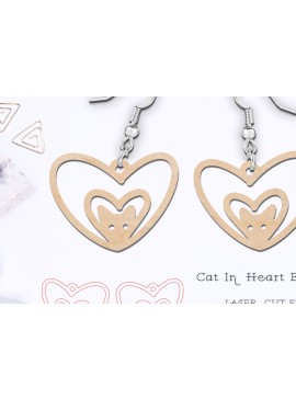 Intra απο ξύλο plywood 3mm-4mm πάχος - Cute Heart σκουλαρίκια γάτας  Cut Laser Δίασταση 900x900 cm INTRAFABR-118766269