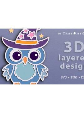 Σετ των 2 Intra απο ξύλο plywood 3mm-4mm πάχος - Cute Kawaii Owl 3D Layered  Cut file Δίασταση 30x20 cm INTRAFABR-68309996