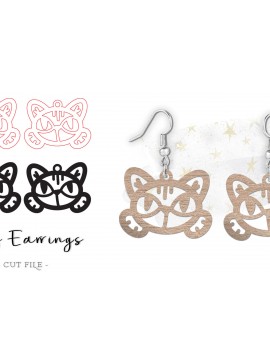 Intra απο ξύλο plywood 3mm-4mm πάχος - Σκουλαρίκια με λέιζερ Cute Kitty Cat Δίασταση 900x900 cm INTRAFABR-118033599