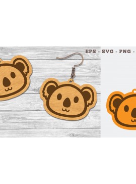 Σετ των 3 Intra απο ξύλο plywood 3mm-4mm πάχος - Χαριτωμένα σκουλαρίκια με λέιζερ Koala Design  Δίασταση 3x3 cm INTRAFABR-107490080