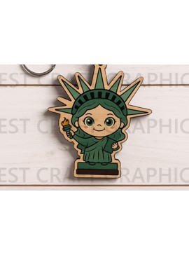 Σετ των 3 Intra απο ξύλο plywood 3mm-4mm πάχος - Μπρελόκ Cute Liberty Girl  Δίασταση 4x4 cm INTRAFABR-122654341