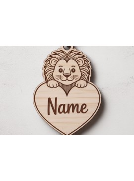 Σετ των 3 Intra απο ξύλο plywood 3mm-4mm πάχος - Cute Lion Heart Name Keychain  Δίασταση 4x4 cm INTRAFABR-122895363