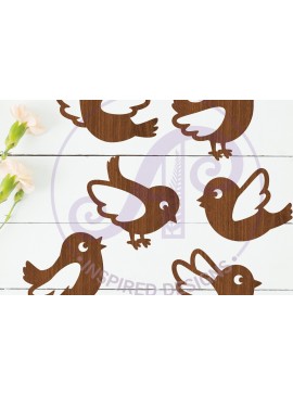 Σετ των 2 Intra απο ξύλο plywood 3mm-4mm πάχος - Cute Little Birds Silhouette Cut Laser Δίασταση 30x20 cm INTRAFABR-113279572