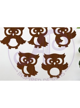 Σετ των 2 Intra απο ξύλο plywood 3mm-4mm πάχος - Cute Little Owls Silhouette  Δίασταση 30x20 cm INTRAFABR-121305802