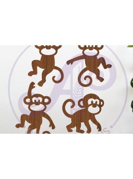 Σετ των 2 Intra απο ξύλο plywood 3mm-4mm πάχος - Cute Monkey Silhouette Κοψίματα με λέιζερ 1 Δίασταση 30x20 cm INTRAFABR-124951312