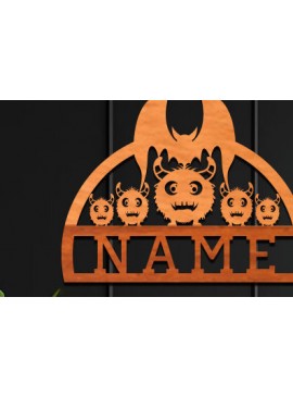 Intra απο ξύλο plywood 3mm-4mm πάχος - Cute Monster Laser Cut Name  Δίασταση 30x20 cm INTRAFABR-99061856