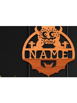 Intra απο ξύλο plywood 3mm-4mm πάχος - Cute Monster Laser Cut Name  Δίασταση 30x20 cm INTRAFABR-99061869