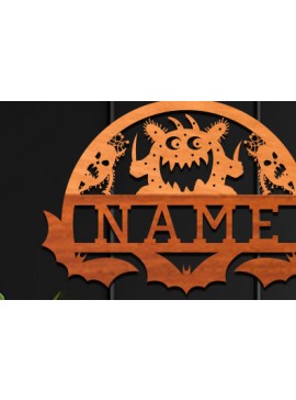 Σετ των 2 Intra απο ξύλο plywood 3mm-4mm πάχος - Cute Monster Laser Cut Name  Δίασταση 30x20 cm INTRAFABR-99061879