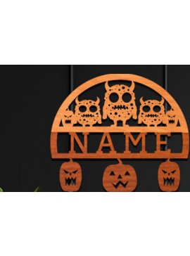 Intra απο ξύλο plywood 3mm-4mm πάχος - Cute Monster Laser Cut Name  Δίασταση 30x20 cm INTRAFABR-99061825