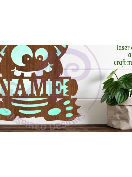 Intra απο ξύλο plywood 3mm-4mm πάχος - Cute Monster Name Design Sign 1 Cut file Δίασταση 30x20 cm INTRAFABR-97768914