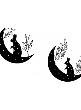 Σετ των 2 Intra απο ξύλο plywood 3mm-4mm πάχος - Cute Moon Κυριακή του Πάσχα  Δίασταση 30x20 cm INTRAFABR-26003499