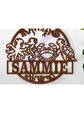 Intra απο ξύλο plywood 3mm-4mm πάχος - Χαριτωμένα ζώα του ωκεανού όνομα επιτοίχιας τέχνης Δίασταση 40x50 cm INTRAFABR-115525748