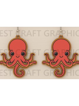 Σετ των 3 Intra απο ξύλο plywood 3mm-4mm πάχος - Χαριτωμένα σκουλαρίκια χταπόδι  Δίασταση 3x3 cm INTRAFABR-123128328