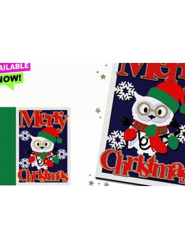 Intra απο ξύλο plywood 3mm-4mm πάχος - Χαριτωμένη χριστουγεννιάτικη κάρτα κουκουβάγιας Δίασταση 30x20 cm INTRAFABR-111761510