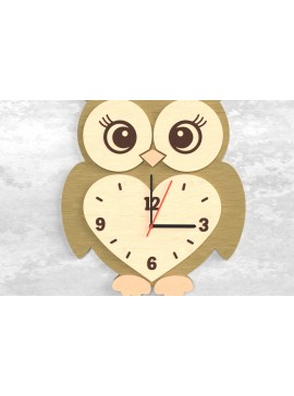 Σετ των 2 Intra απο ξύλο plywood 3mm-4mm πάχος - Cute Owl Wall Clock - Laser Cut Δίασταση 30x20 cm INTRAFABR-118392867
