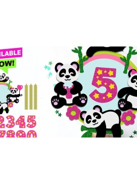 Σετ των 2 Intra απο ξύλο plywood 3mm-4mm πάχος - Χαριτωμένο Panda Cake Topper 3D  Δίασταση 20x20 cm INTRAFABR-119725964