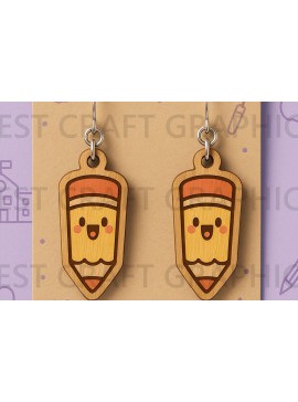 Σετ των 3 Intra απο ξύλο plywood 3mm-4mm πάχος - Χαριτωμένα σκουλαρίκια με μολύβι  Laser Cut Δίασταση 3x3 cm INTRAFABR-125208431