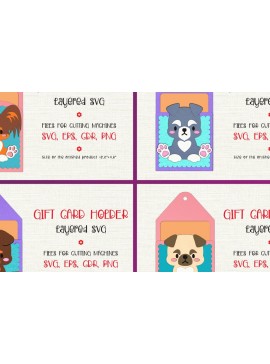 Intra απο ξύλο plywood 3mm-4mm πάχος - Χαριτωμένα κουτάβια | Πακέτο θήκης δωροκάρτας Δίασταση 30x20 cm INTRAFABR-96723111