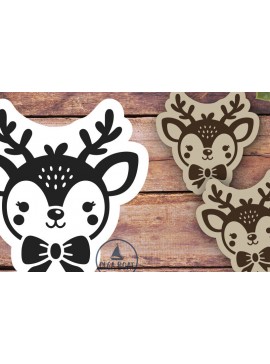 Σετ των 3 Intra απο ξύλο plywood 3mm-4mm πάχος - Χαριτωμένα σκουλαρίκια από τάρανδο | Χριστουγεννιάτικο λέιζερ Δίασταση 3x3 cm INTRAFABR-119724568